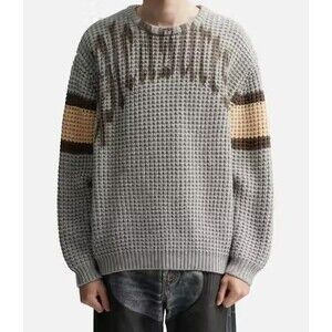 PLEASURES Sweater Mens Medium Grey Pullover Crew Chunky Knit TWITCH $170